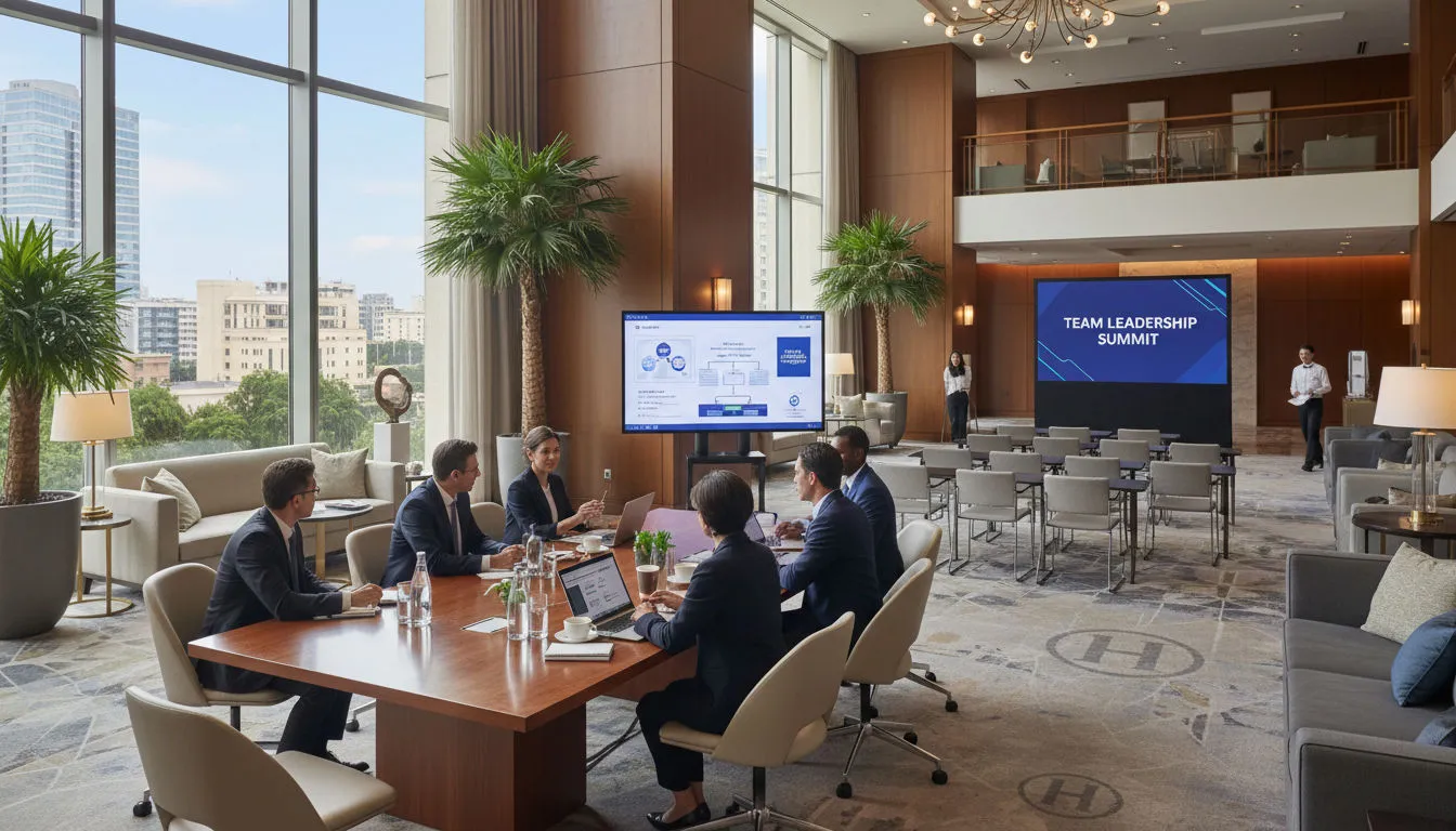 Consultants reviewing hotel performance with a client team
